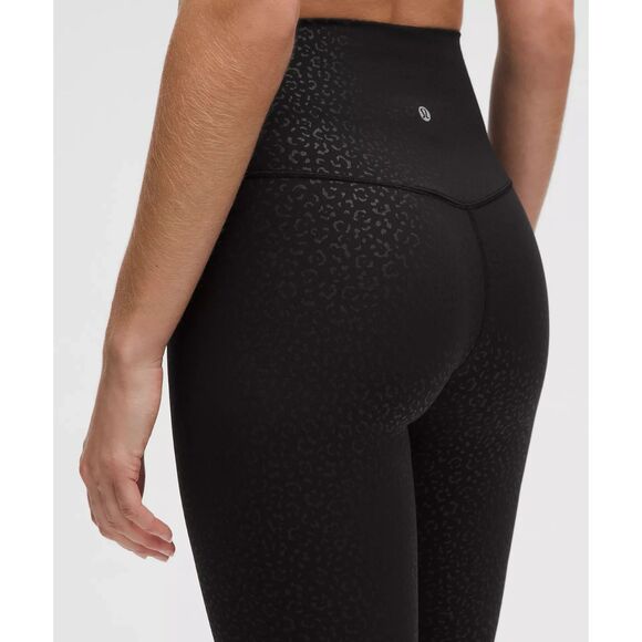 Lululemon Align High-Rise Pant 25" Size 6 Leopard Daisy Emboss Black Authentic - Picture 3 of 7